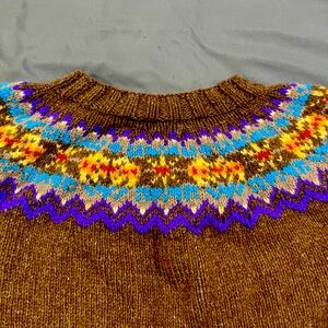 Brown Hand knit Fair Isle Sweater